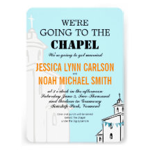 Moderne vintage nous allons au mariage de chapelle cartons d'invitation personnalisés
