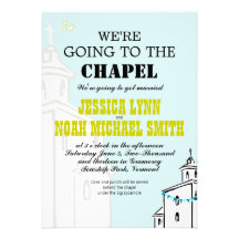 Moderne vintage nous allons au mariage de chapelle cartons d'invitation