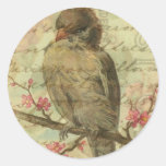 Moineau vintage autocollants ronds