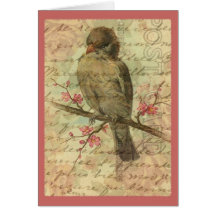 Moineau vintage cartes de vœux