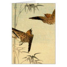Moineaux japonais no.1 cartes de vœux