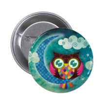 Mon hibou en croissant badges avec agrafe