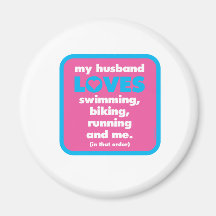 Mon mari aime des triathlons magnets pour réfrigérateur