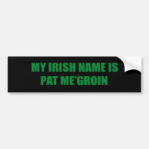 MON NOM IRLANDAIS EST PAT J'AINE AUTOCOLLANT POUR VOITURE