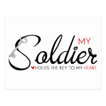 Mon soldat tient la clé sur mon coeur cartes postales