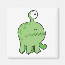 mon vert de monstre de cyclopes d'animal familier magnets pour réfrigérateur