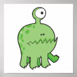 mon vert de monstre de cyclopes d'animal familier posters