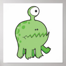 mon vert de monstre de cyclopes d'animal familier posters