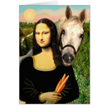 Mona Lisa et son cheval Arabe Carte De Vœux
