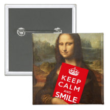 Mona Lisa gardent le calme et sourient Badges Avec Agrafe