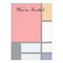 Mondrian - composition avec le grand avion rouge invitations personnalisées