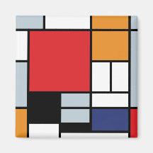 Mondrian - composition avec le grand avion rouge magnets pour réfrigérateur
