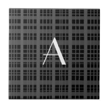 Monogram black plaid ceramic tiles