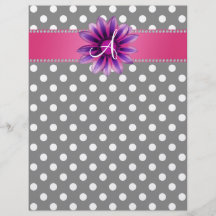 Monogram black white polka dots pink daisy custom flyer