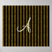 Monogram gold glitter stripes print