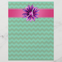 Monogram green chevrons pink daisy flyer