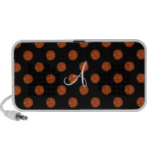 Monogram orange glitter polka dots speaker