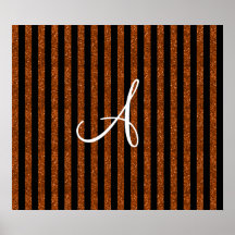 Monogram orange glitter stripes print