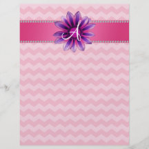 Monogram pink chevrons daisy flyer design