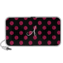 Monogram pink glitter polka dots iPod speakers