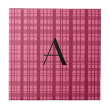 Monogram pink plaid tile