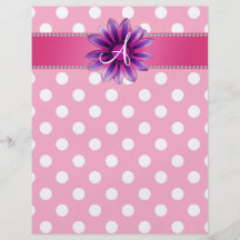 Monogram pink white polka dots purple daisy custom flyer