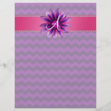 Monogram purple chevrons pink daisy custom flyer