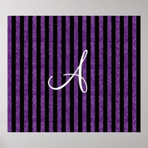 Monogram purple glitter stripes print