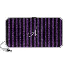 Monogram purple glitter stripes travel speaker