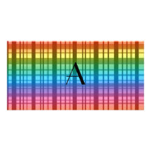 Monogram rainbow plaid photo greeting card