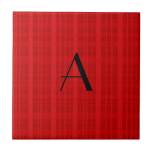 Monogram red plaid tile