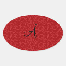 Monogram red swirls stickers