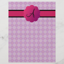 Monogramme à motifs de losanges pourpre prospectus personnalisés