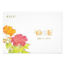Monogramme asiatique de pivoines épousant RSVP (3. Cartons D'invitation Personnalisés