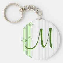 Monogramme avec l'arrière - plan en bambou - lettr porte-clé