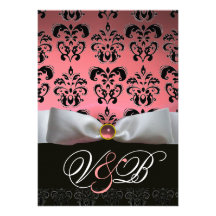 MONOGRAMME BLANC DE DAMASSÉ DE NOIR DE ROSE DE RUB FAIRE-PARTS