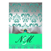 MONOGRAMME BLANC DE DAMASSÉ DE NOIR DE RUBAN DE VE FAIRE-PART PERSONNALISÉ