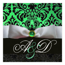 MONOGRAMME BLANC DE DAMASSÉ DE NOIR DE VERT VERT D INVITATIONS