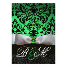 MONOGRAMME BLANC DE DAMASSÉ DE NOIR DE VERT VERT D INVITATIONS