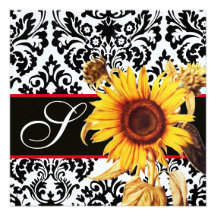 MONOGRAMME BLANC DE DAMASSÉ DE NOIR JAUNE DE TOURN CARTONS D'INVITATION