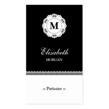 Monogramme blanc noir de dentelle de Patissier Modèle De Carte De Visite