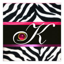 MONOGRAMME BLANC NOIR POURPRE ROSE de FOURRURE de  Faire-parts