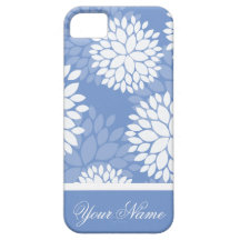 Monogramme bleu de fleurs blanches coque Case-Mate iPhone 5