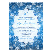 Monogramme bleu et flocons de neige blancs épousan