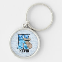 Monogramme bleu "K " du koala de l'enfant Porte-clés