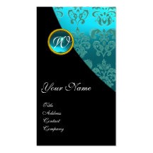 MONOGRAMME BLEU ROUGE NOIR DE DAMASSÉ DE MARIAGE D CARTE DE VISITE