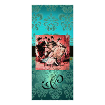 MONOGRAMME BLEU ROUGE NOIR DE DAMASSÉ DE MARIAGE D INVITATIONS