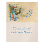 MONOGRAMME Champagne de DOUCHE de BÉBÉ de CIGOGNE  Invitation Personnalisable