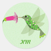 Monogramme - colibri vert autocollants