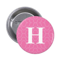 Monogramme contemporain fleuri - lettre H Badge Avec Épingle